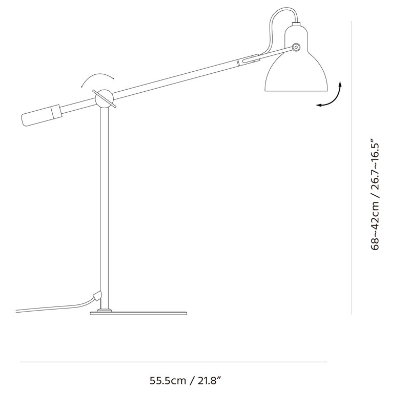 Lampe de bureau 27 po Krauss, Noir / champagne doré