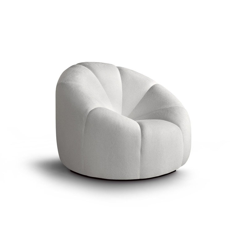 Coumas Upholstered Swivel Accent Chair, White Polyester Blend