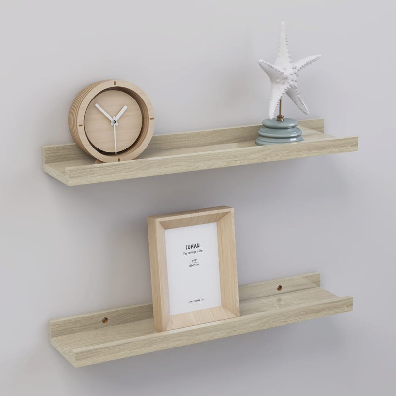 Gracelan 2 Piece Picture Ledge Wall Shelf, 3 cm H x 40 cm W x 9 cm D, Sonoma Oak
