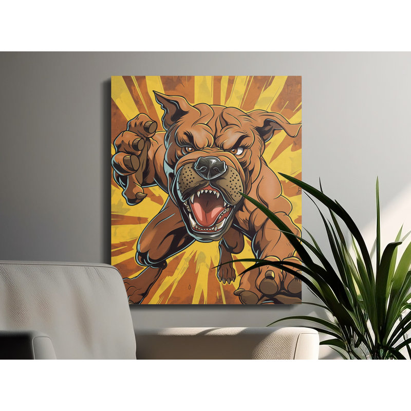 Fierce Bulldog Canvas Wall Art, Dog Print, Gallery Wrapped Matte, Ready to Hang, Archival Quality, Modern Decor, 15x30
