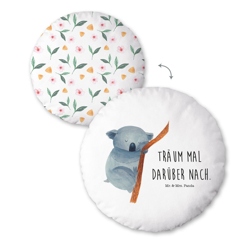 Mr. & Mrs. Panda Floral Circular Throw Cushion
