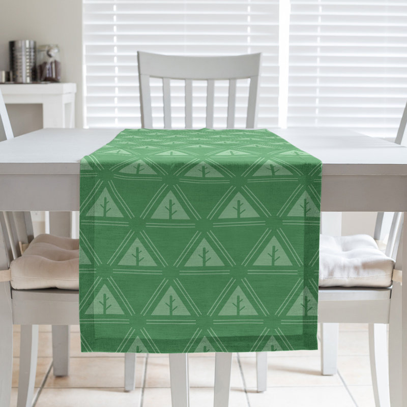 Chemin de table d’arbre minimaliste classic Barbra, 16 po x 72 po, Vert