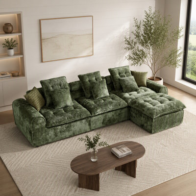 Canapé modulaire en laine d'agneau moelleux de 129,8 po, canapé d'angle surdimensionné en forme de L surdimensionné, grand canapé moelleux et moelleux avec coussins décoratifs pour le salon