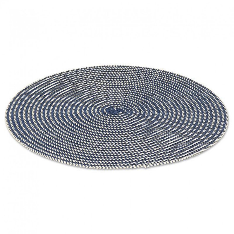 Napperon rond rond, Blue/Ivory