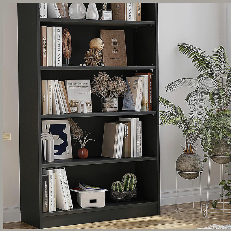 Bibliothèque 5 niveaux, (5 tablettes) H 59,8 po x l 33 po x P 11,6 po, Noir