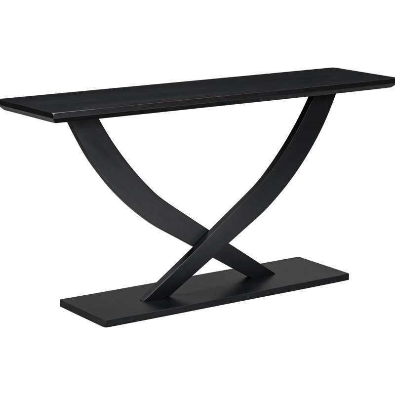 Console de 57 po à pieds croisés et polyvalente pour table de véranda avec pieds croisés, Noir