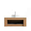 Meuble-lavabo 36 po, meuble-lavabo rayé à bord arrondi en contreplaqué avec tiroir, vasque en céramique ronde blanche et plateau en pierre frittée à motif de travertin, grain de bois naturel pré-assemblé-213923720-213923723