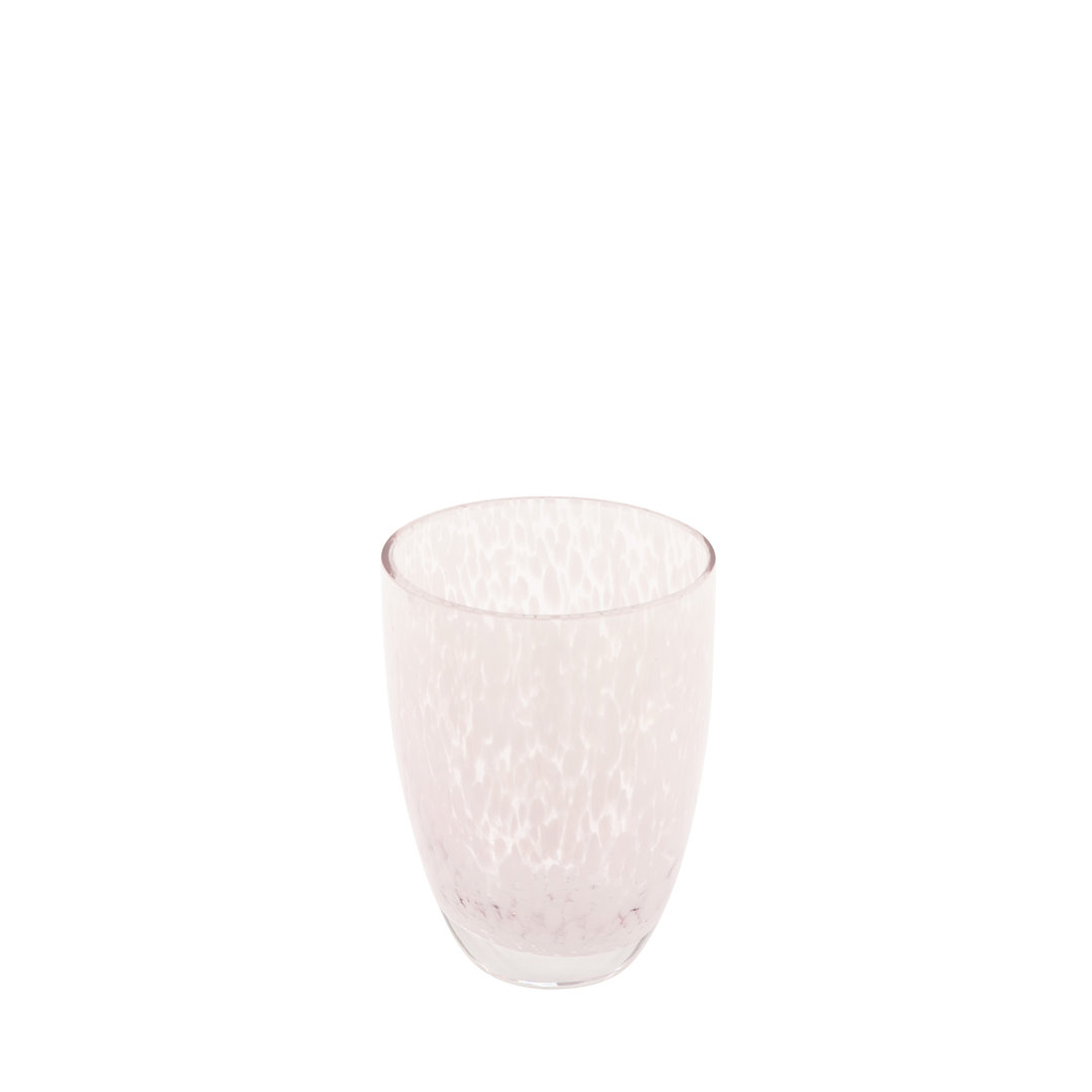 14 cm Tischvase aus Glas in Rosa/Weiß