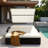 Outdoor Steel Frame Sun Lounger With Curved Sun Canopy, Adjustable Backrest, Hidden Side Table And Arched Armrests-785638487