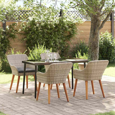 Vidaxl Dining Set 5 Pcs Poly Rattan