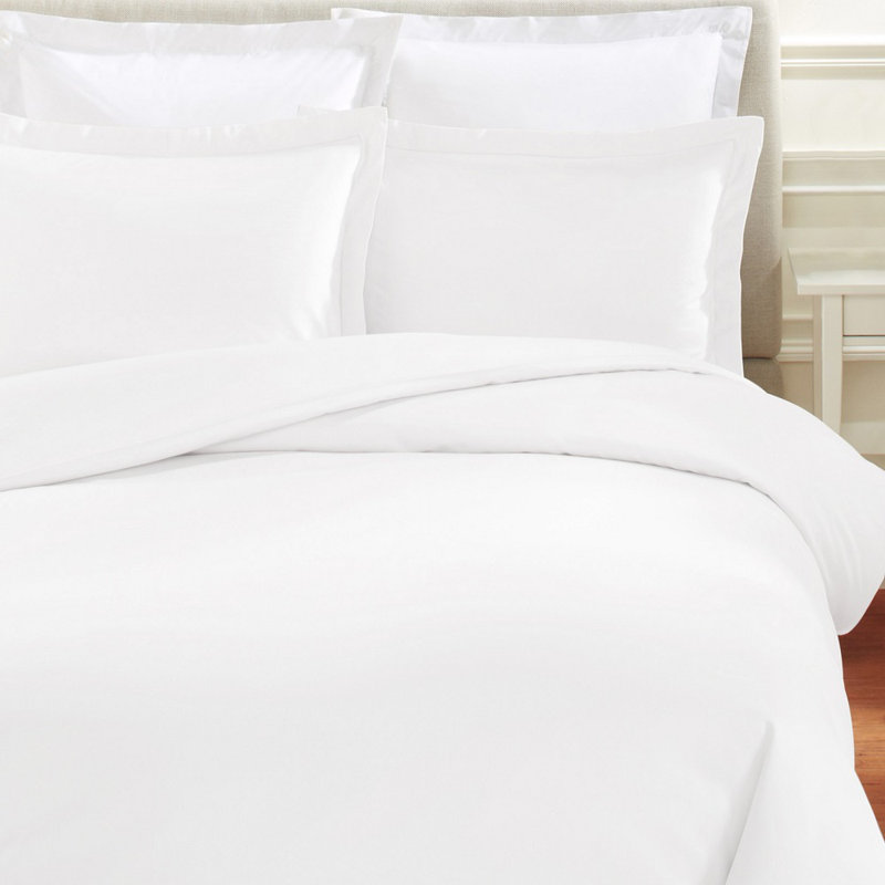 Austri Sateen Duvet Cover, White, Twin Duvet Cover + 1 Standard Sham