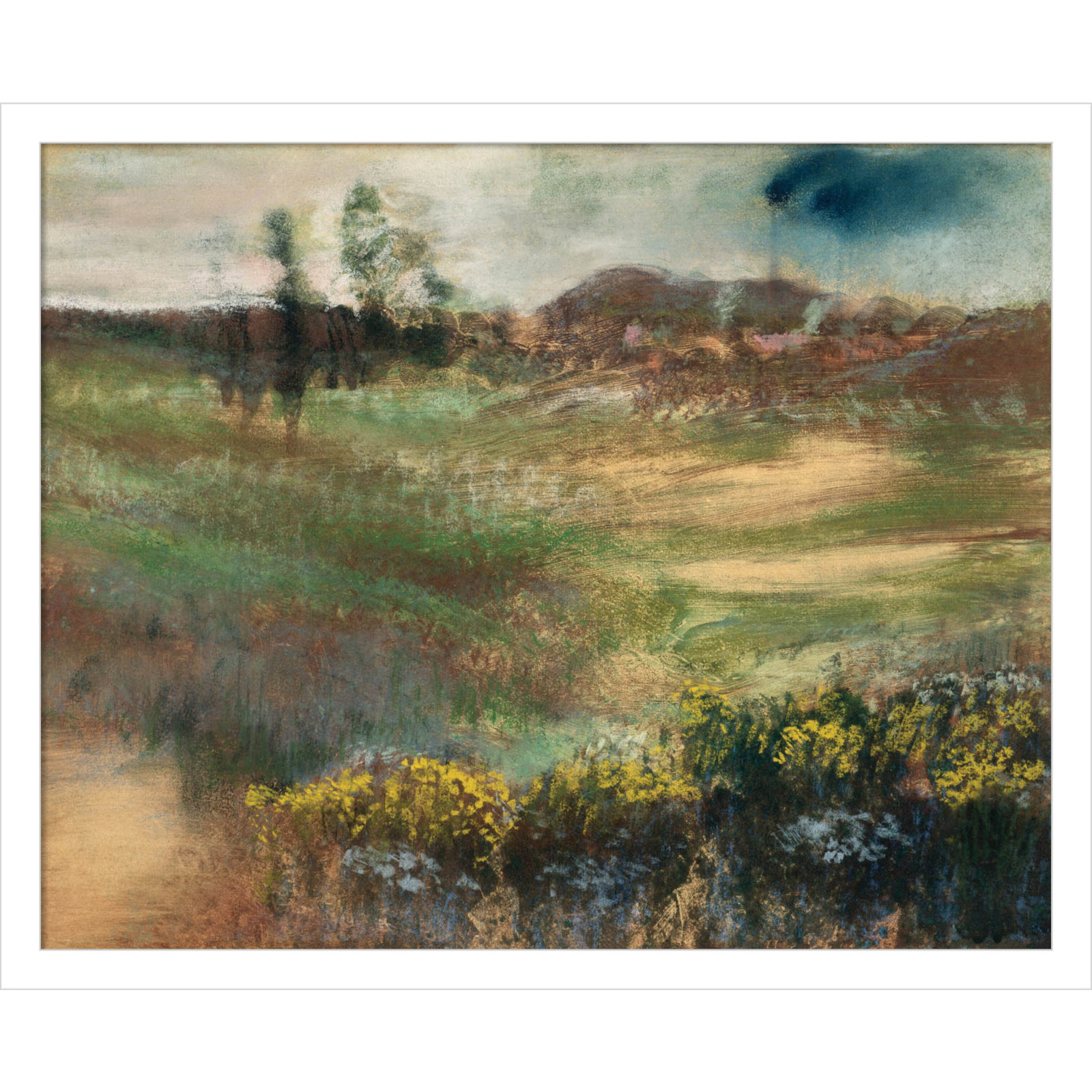 Edgar Degas's Landscape With Smokestacks Print, 17" H x 21" W, White Framed