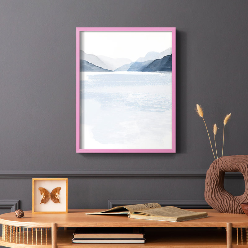 Glacial Lake II, reproduction encadrée - bois massif, Rose, H 10 po x l 8 po