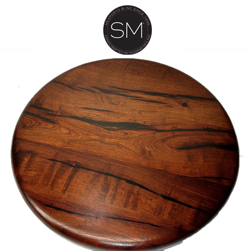 Round Wooden Pedestal Mesquite Dining Table