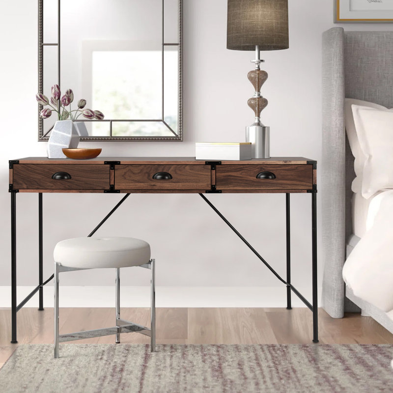 Wycombe 47'' Wood Grain Desk with Drawers, Walnut