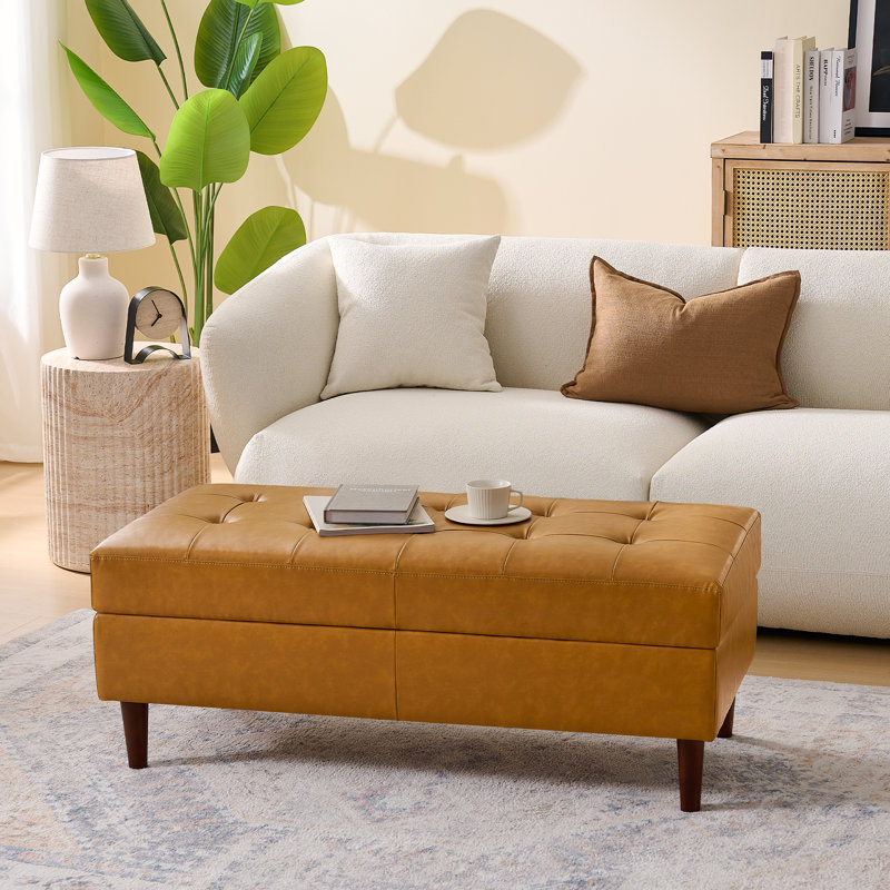 Faux Leather Upholstered Bench, Brown