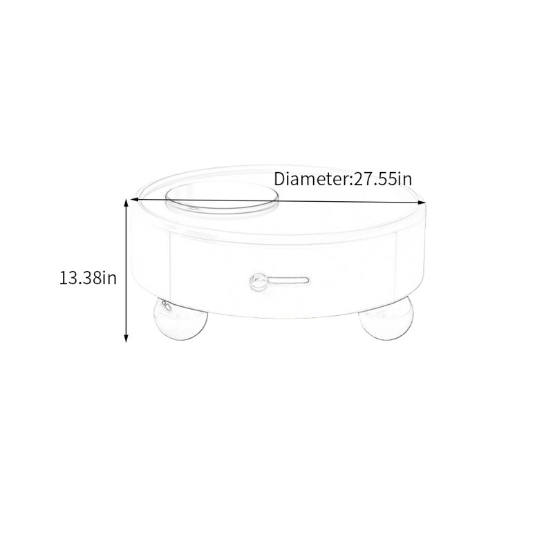 Table basse avec rangement, H 13,38 po x L 27,55 po x l 27,55 po, Noir