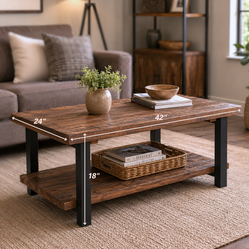Pomona 42" Solid Wood Coffee Table, Natural, Natural