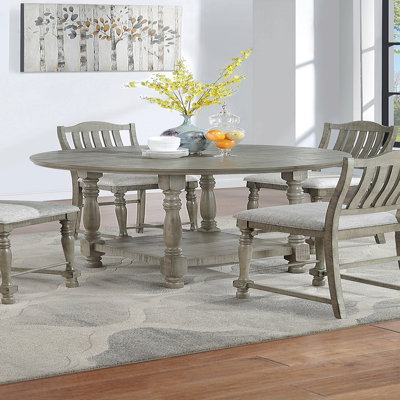 Round Dining Table Acacia Veneer Open Shelf