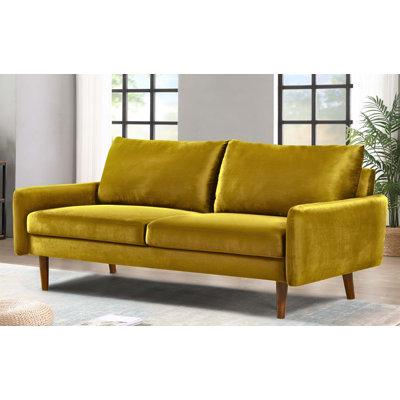 Plush Velvet Sofa with Tapered Wooden Legs for Cozy Living Room Comfort and Elegant Modern Home Decor Style