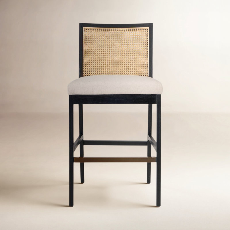 Antonia Cane Armless Counter & Bar Stool, Bar Stool (31" Seat Height), Natural/Black