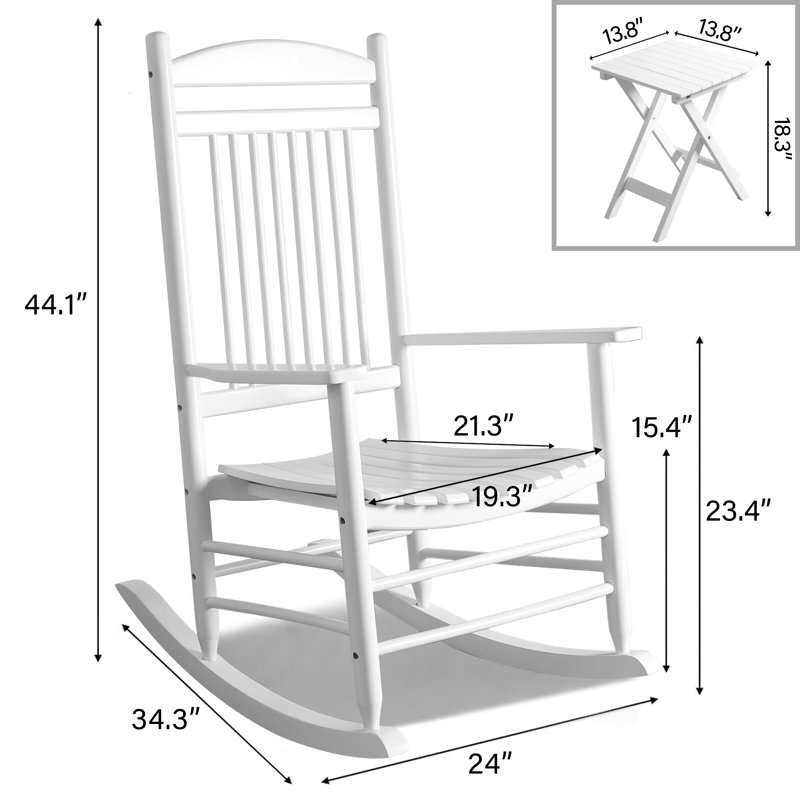 2 chaises en bois massif et 1 table Karlin, Blanc