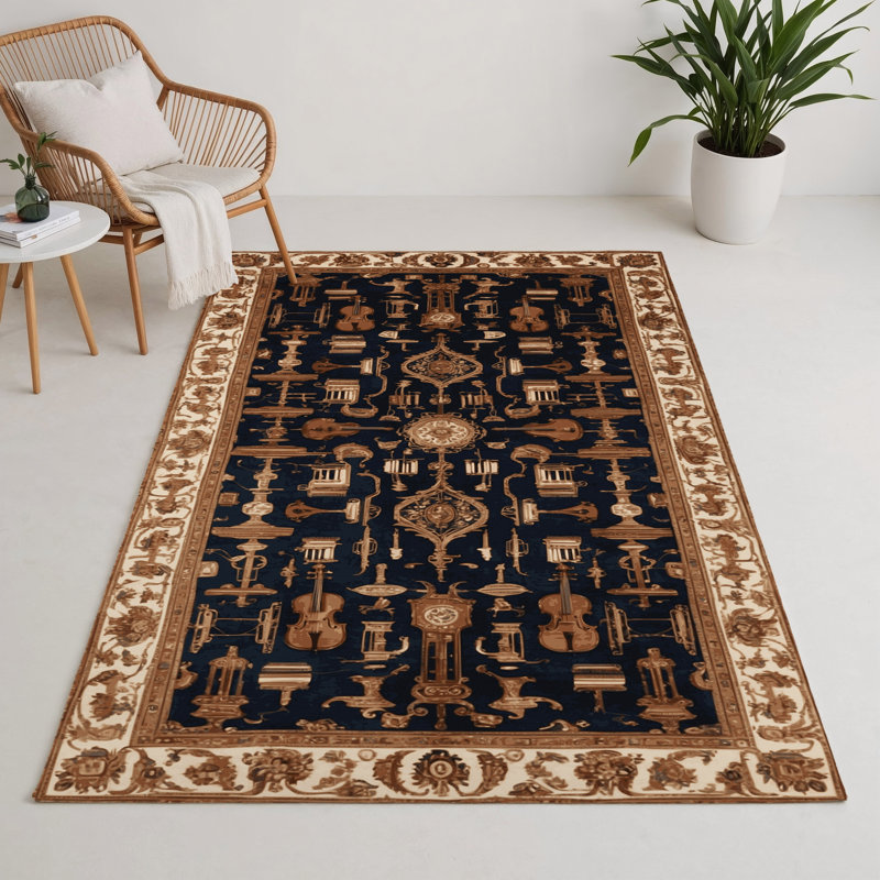 French Brown Indoor and Outdoor Area Rug, Rectangle 3' x 5'