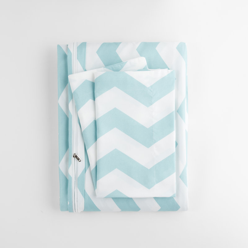 Turquoise Geometric Microfiber Twin/Twin XL Duvet Cover Set