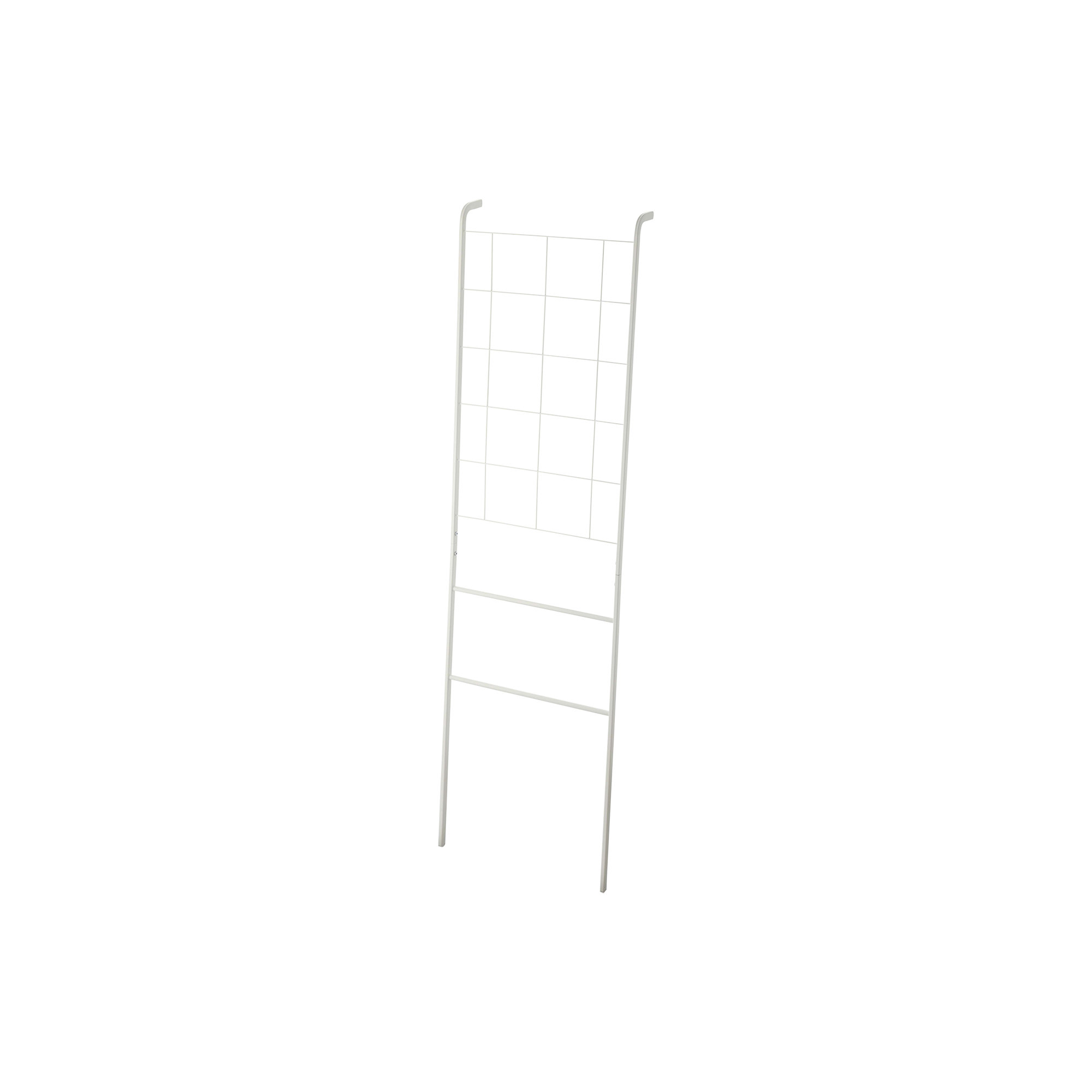 Tower Yamazaki Home Grid-Panel Leaning Ladder, Modern Storage Rack For Bedroom Or Bathroom, Steel, White