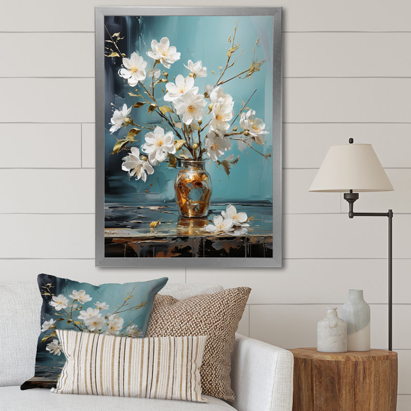 Fleur de pommier monochromatique élégance XVIII - art mural floral salon, H 20 po x l 12 po x P 2 po