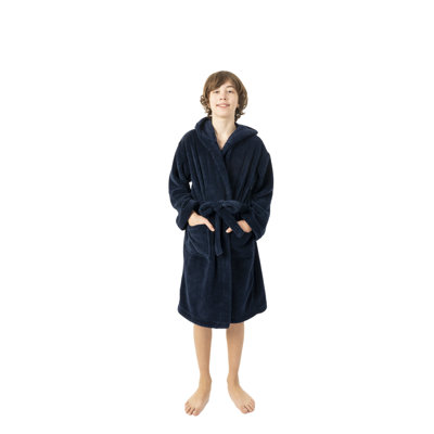Peignoir 100% microfibre en molleton avec poches et capuche pour les enfants