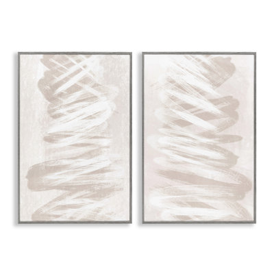 Minimal Beige Waves 2pc Framed Giclee Set, design by Martina Pavlova