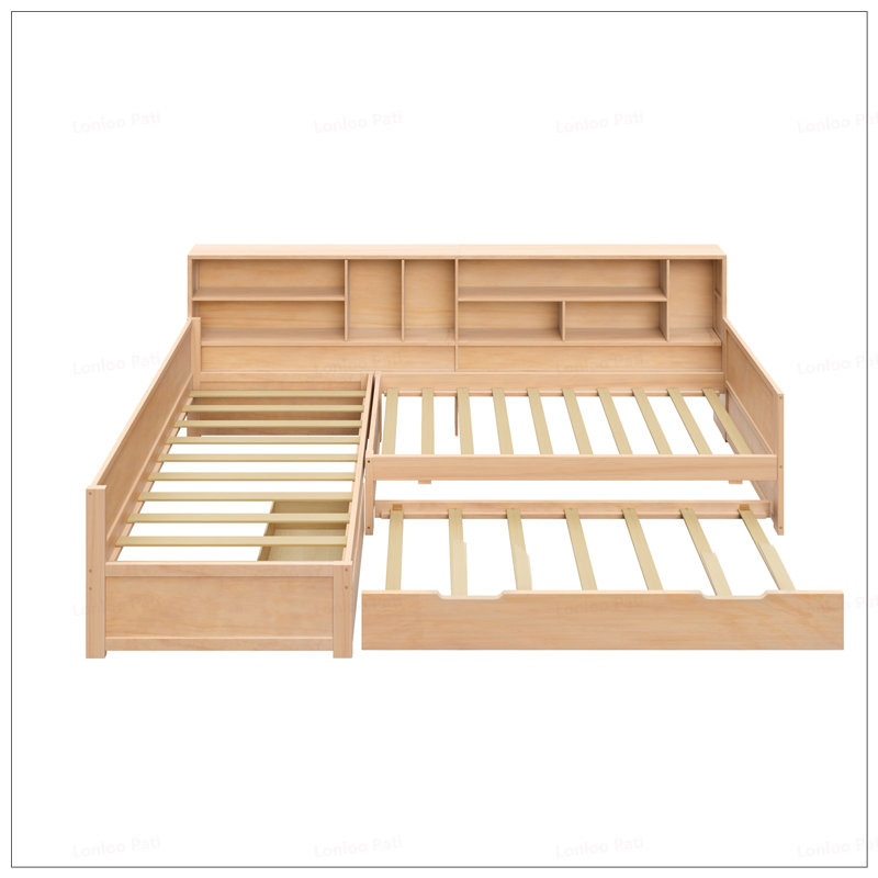 Twin L-Shaped Daybed Frame, Natural