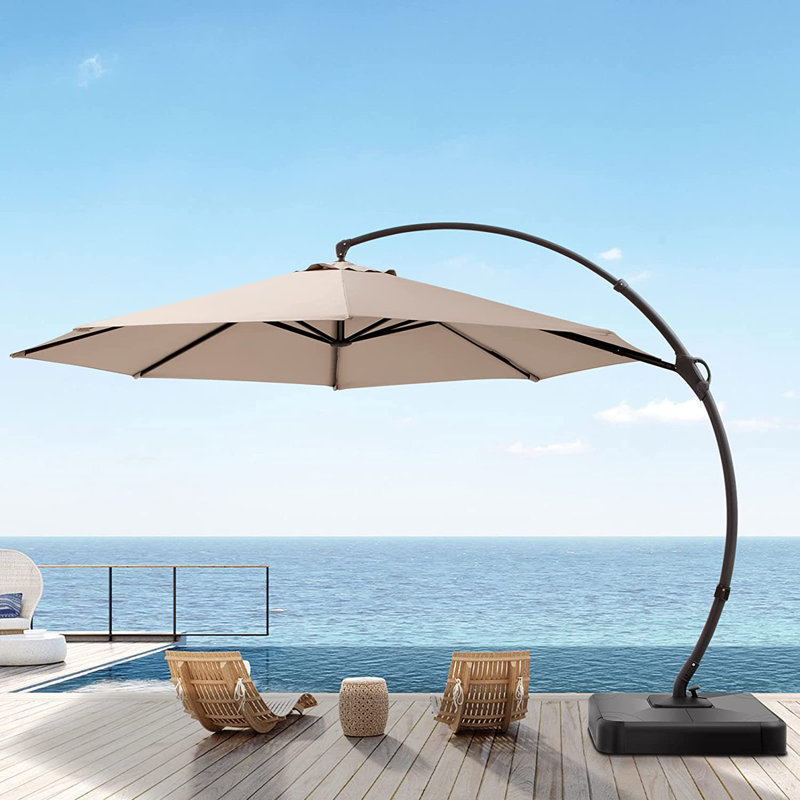 Ebonique Cantilever Umbrella with Base Included, Champagne, 106.3" H x 132" W x 132" D