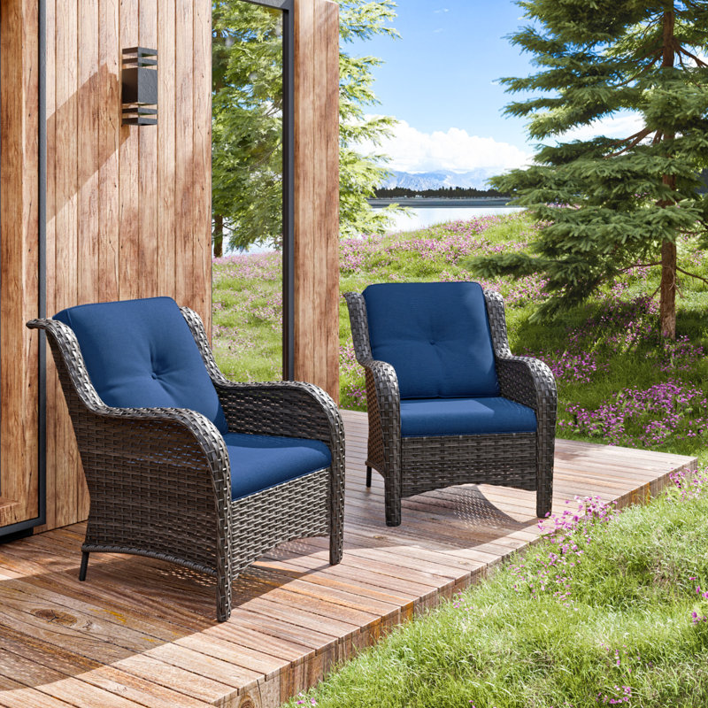 Ragne Wicker Outdoor Lounge Chair, Blue