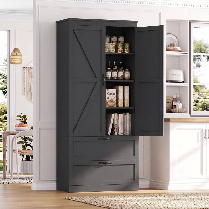 Bergeron 70.3'' Kitchen Pantry, Black