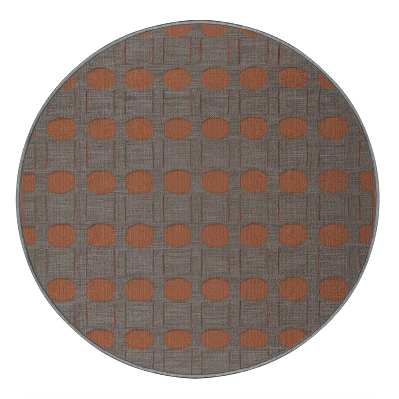 Machine Washable Trellis Gray Area Rug, Round 8'