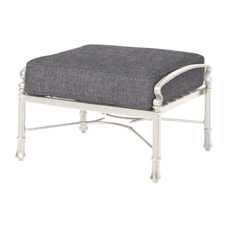 Bella Vista Outdoor Ottoman, Cast Slate Sunbrella® Plainweave, Midnight Gold