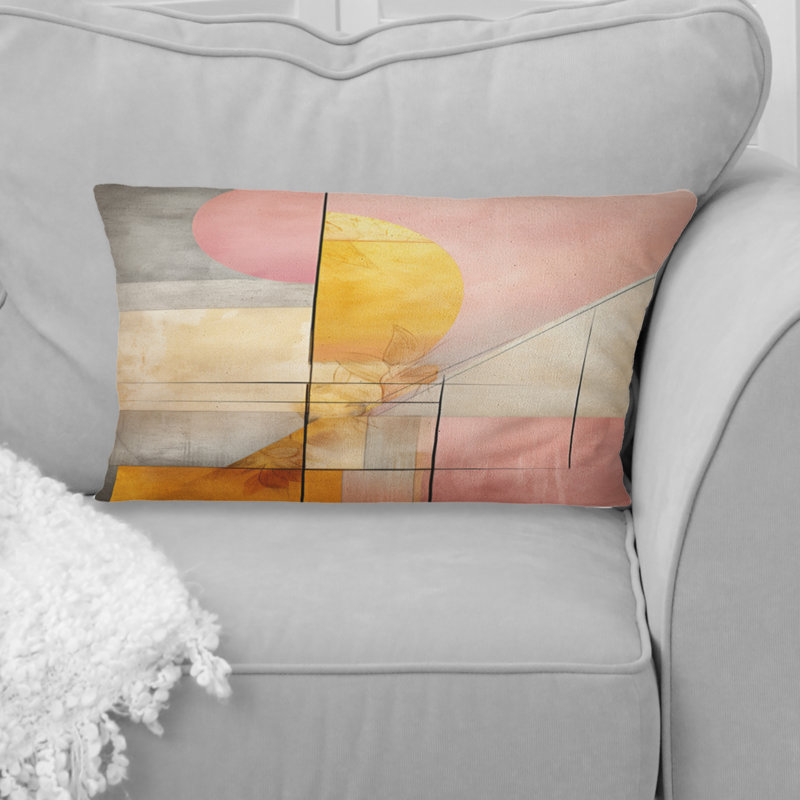 Golden Moon Dreams Retro Illustration IV - Coussin décoratif à imprimé géométrique abstrait