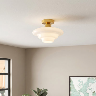 Modern White Glass Flush Mount Ceiling Light w for Bedroom Kitchen