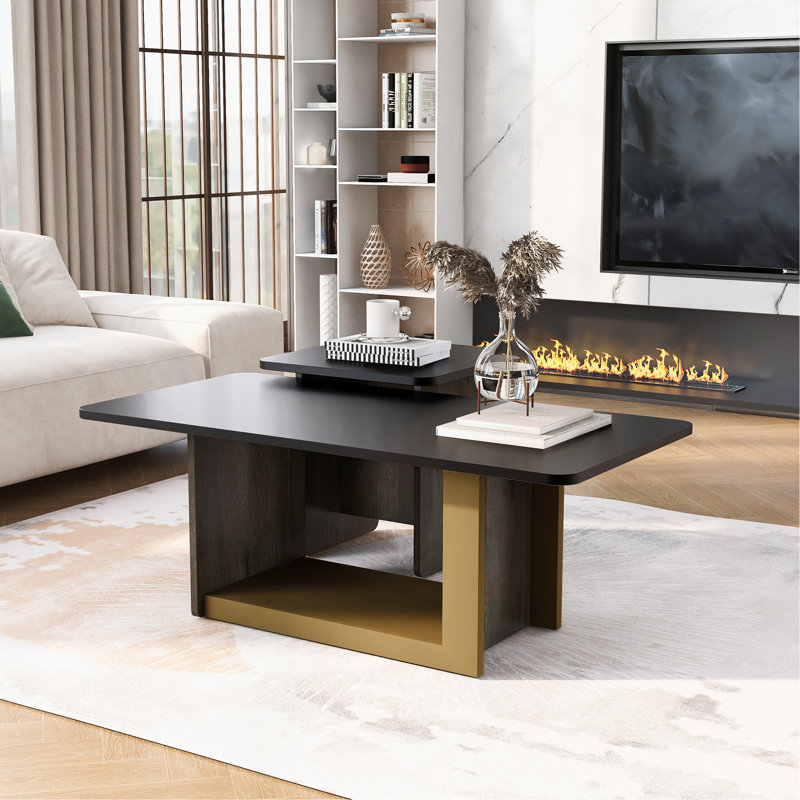 Ensemble de 2 meuble télé et table basse U-Can Modern Light Luxury, Black