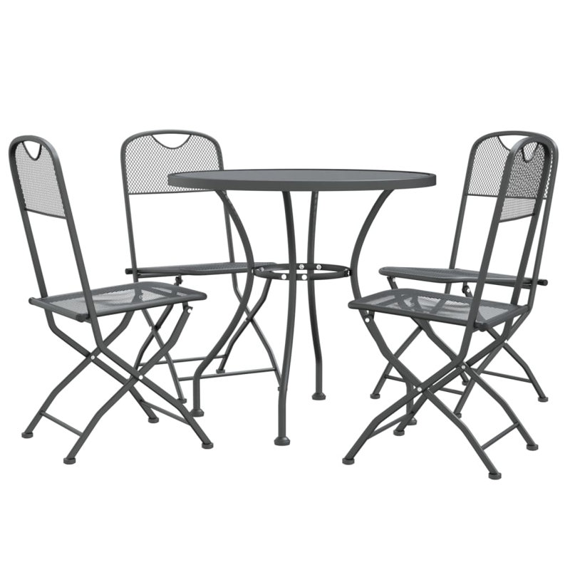 Ambroz 4 - Person Patio Dining Set with Round Table, 80cm L x 80cm W x 72cm H