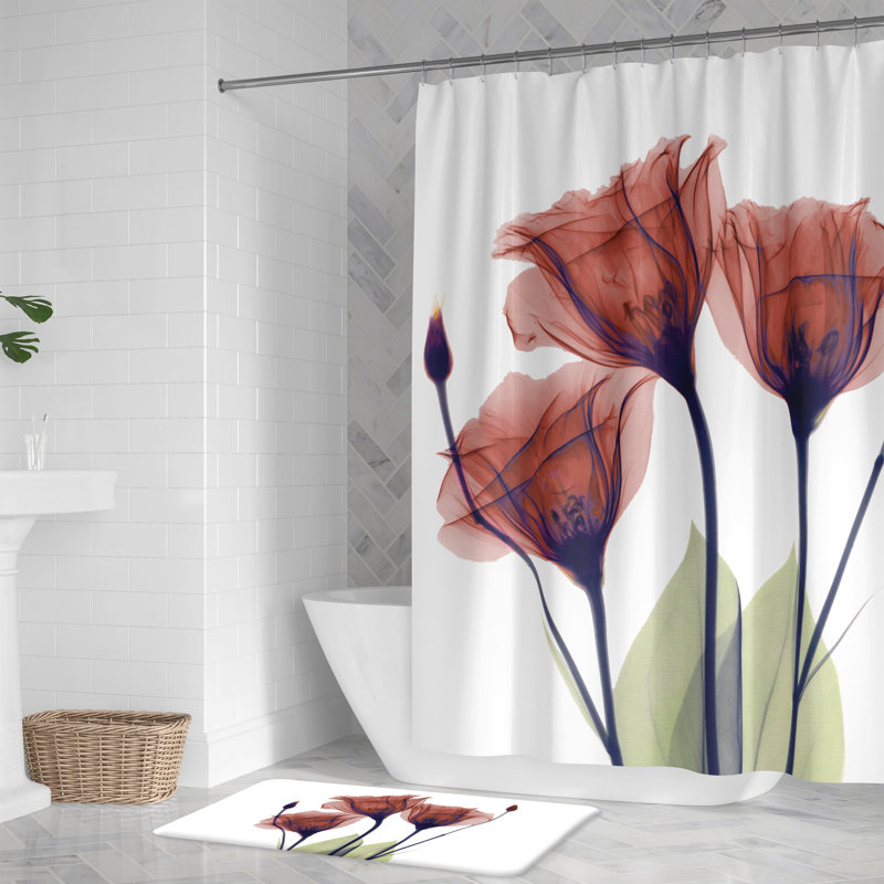 Rideau de douche Castille Gentian, H 71 po x l 74 po, Rouge
