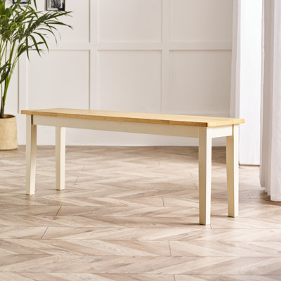 Alissah Solid Wood Farmhouse Extendable Dining Table with x1 Large Alcazar Dining Bench