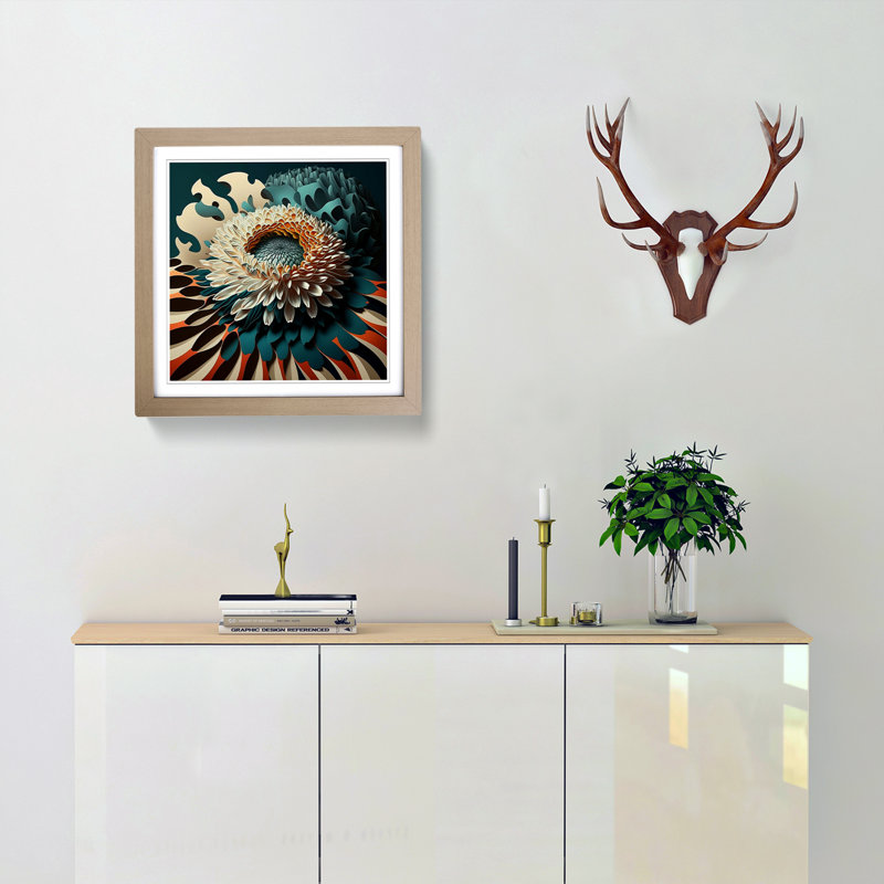 Chrysanthemum Constructivism - Framed Print, Oak
