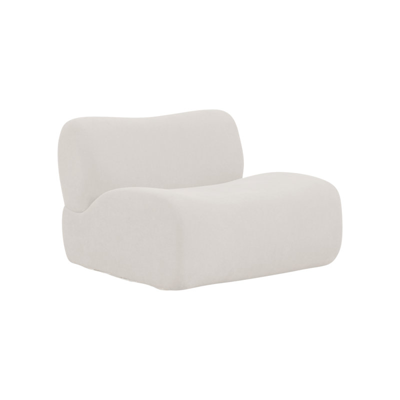 Chaise sans accoudoirs en tissu recyclé crème Chue, Mélange de polyester crème