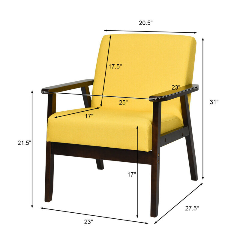 Fauteuil en lin l 23 po Janyce, Lin jaune