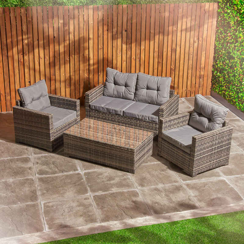 Daphne Wicker 4 - Person Seating Group with Cushions