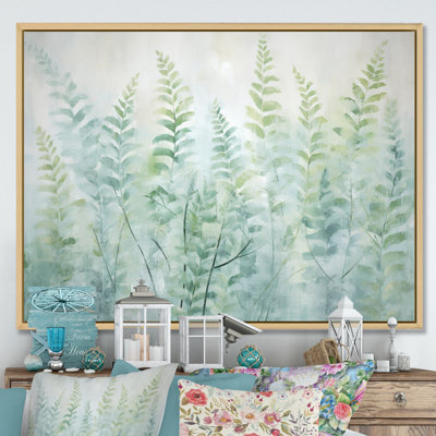 " Green White Serene Ferns I "