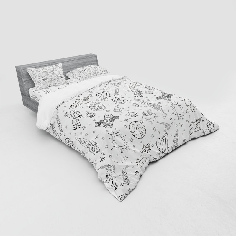 Ensemble de housse de couette en microfibre blanc / noir pour chambre de bébé